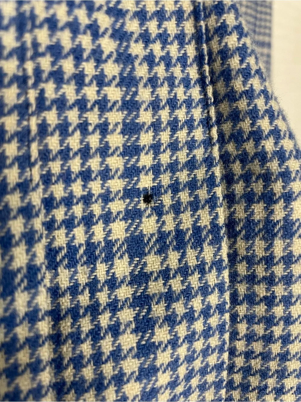 70s 80s VINTAGE PENDLETON Pleated Skirt Houndstooth Blue & White WOOL - Picture 9 of 16